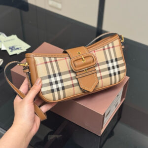 Burberry Check Plaid Women Baguette Underarm Bag